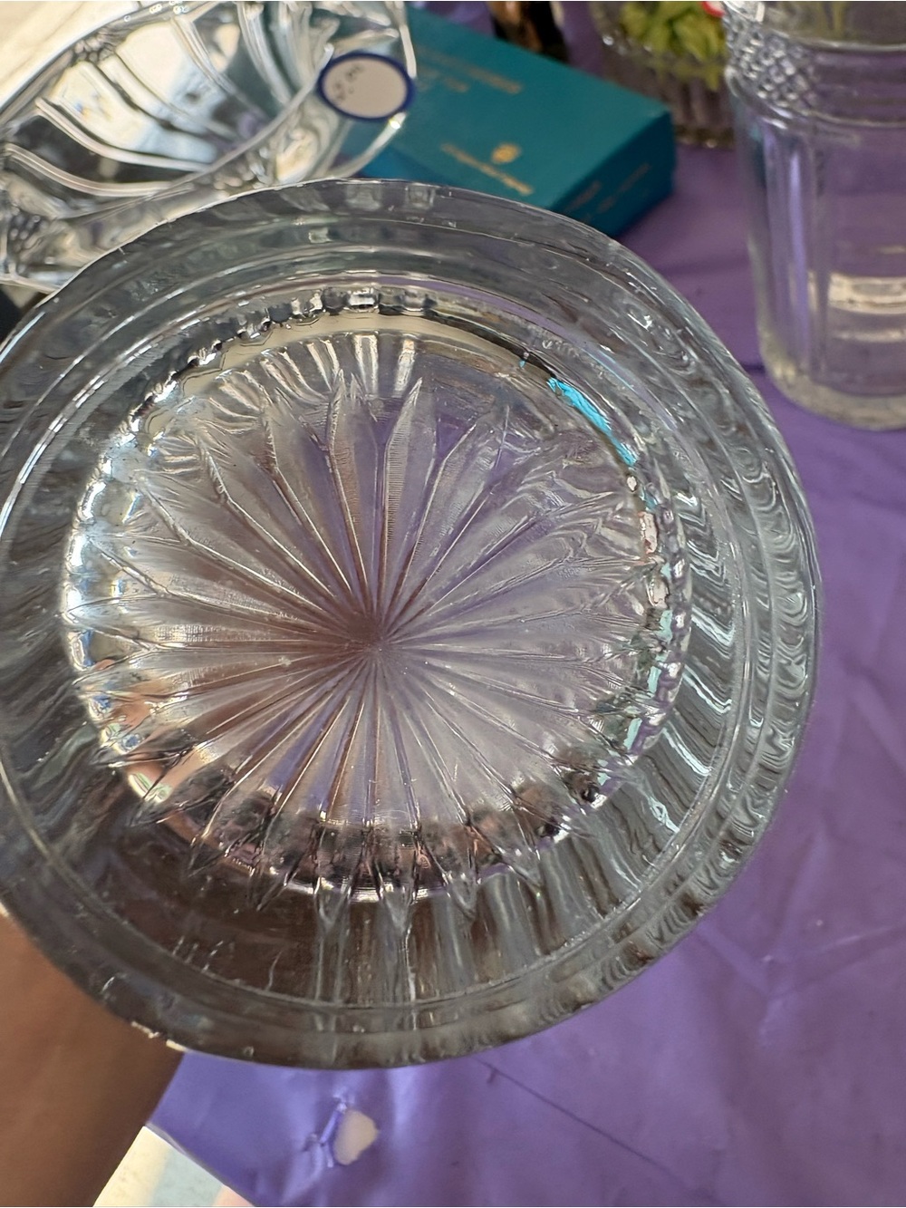 Source Unknown Clear Glass Starburst Serving Bowl